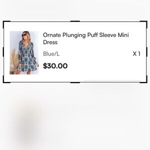 Cupshe Blue Patterned Puff Sleeve Mini Dress